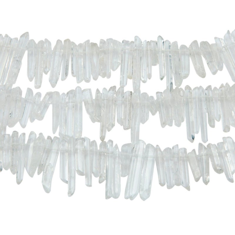 SUNYIK Natural Rock Quartz Crystal Points Quartz Polished Sticks Spikes Point Beads 15 inches Strand Drilled - Image 4